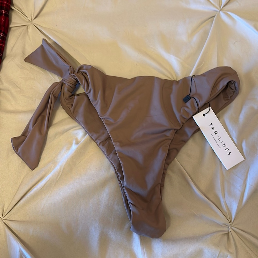 NWT Tan + Lines Swim by Sivan Ayla Oahu Bottom in Light Brown